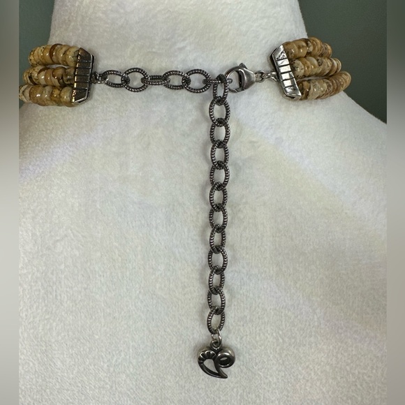 Caroyln Pollack Relios 925 Jasper Pendant & 3 Strand Beaded Necklace/Choker - Picture 2 of 8